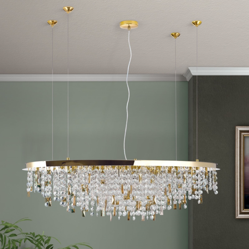 Kristallkrona med textilsladd CRYSTALRIVER 21xG9/40W/230V guld