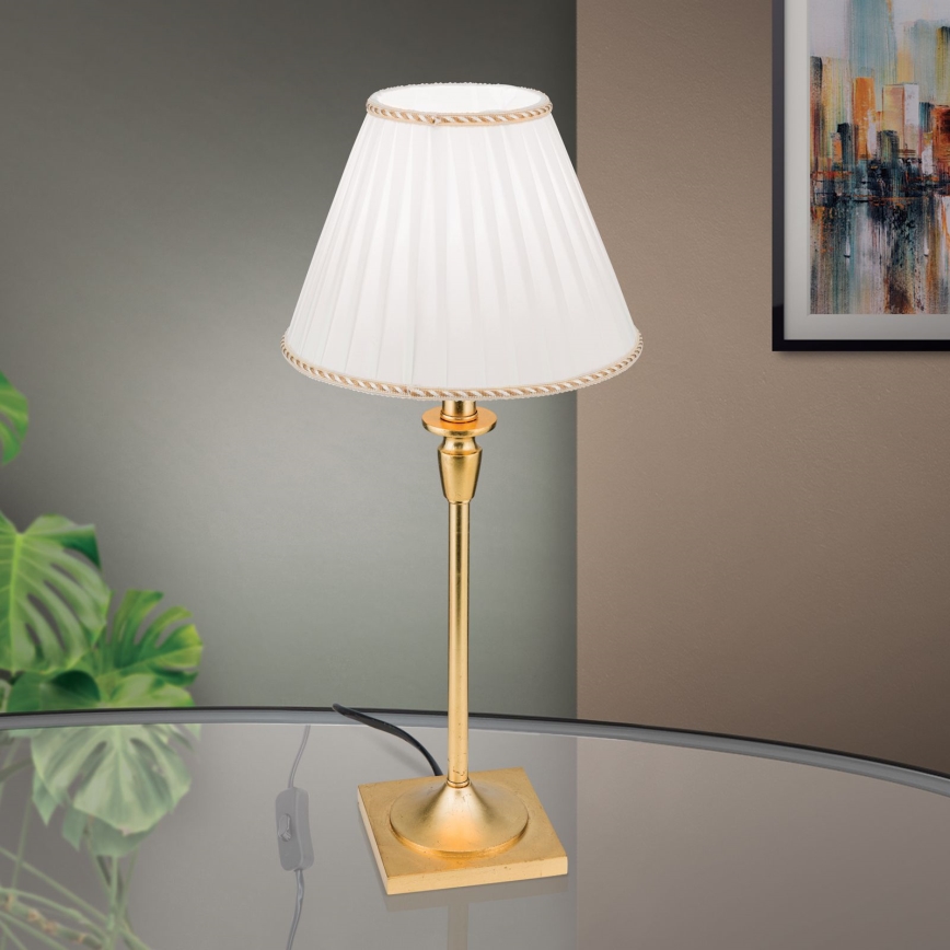 Bordslampa FONSA 1xE27/60W/230V 61 cm vit/guld