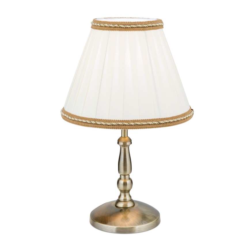 Bordslampa TONIA 1xE27/60W/230V diameter 25 cm vit/brons