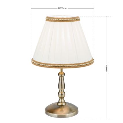 Bordslampa TONIA 1xE27/60W/230V diameter 25 cm vit/brons