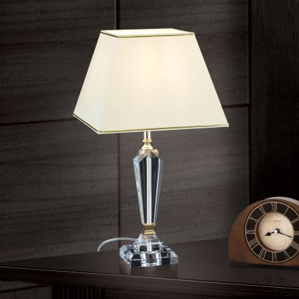 Bordslampa i kristall VERONIQUE 1xE27/60W/230V grädde/guld
