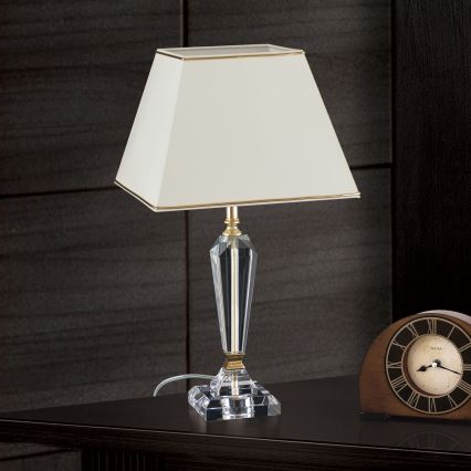Bordslampa i kristall VERONIQUE 1xE27/60W/230V grädde/guld
