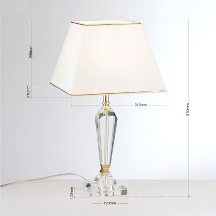 Bordslampa i kristall VERONIQUE 1xE27/60W/230V grädde/guld