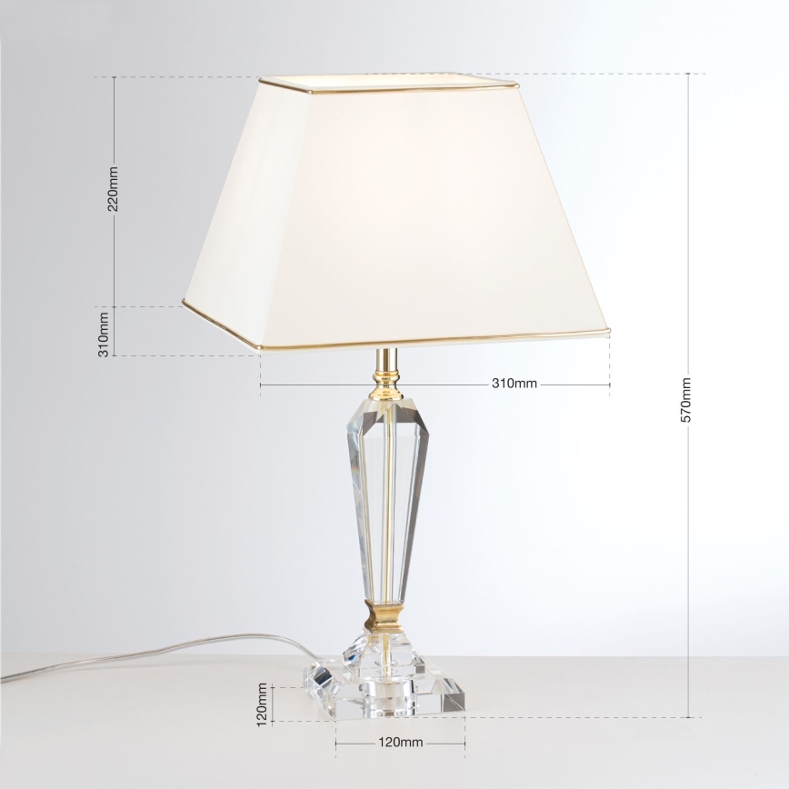 Bordslampa i kristall VERONIQUE 1xE27/60W/230V grädde/guld
