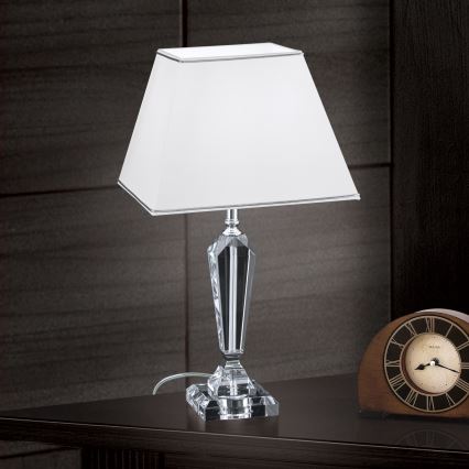 Bordslampa i kristall VERONIQUE 1xE27/60W/230V vit/krom