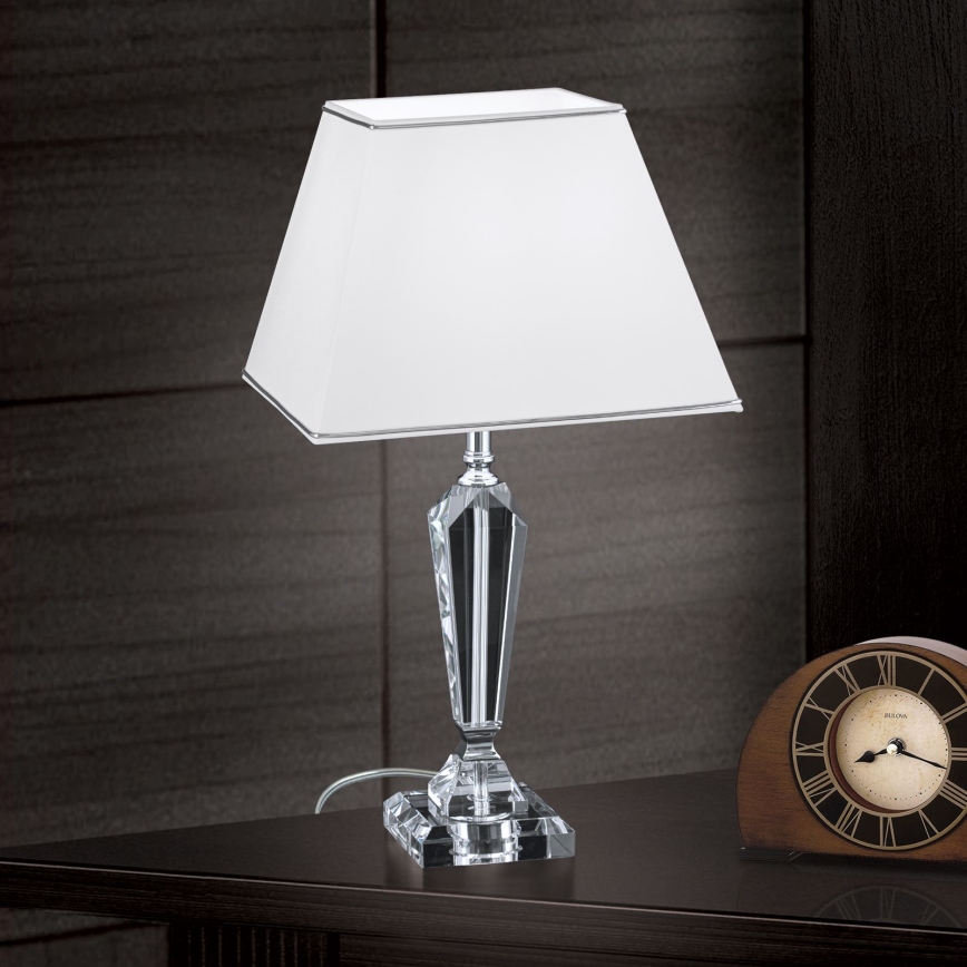 Bordslampa i kristall VERONIQUE 1xE27/60W/230V vit/krom