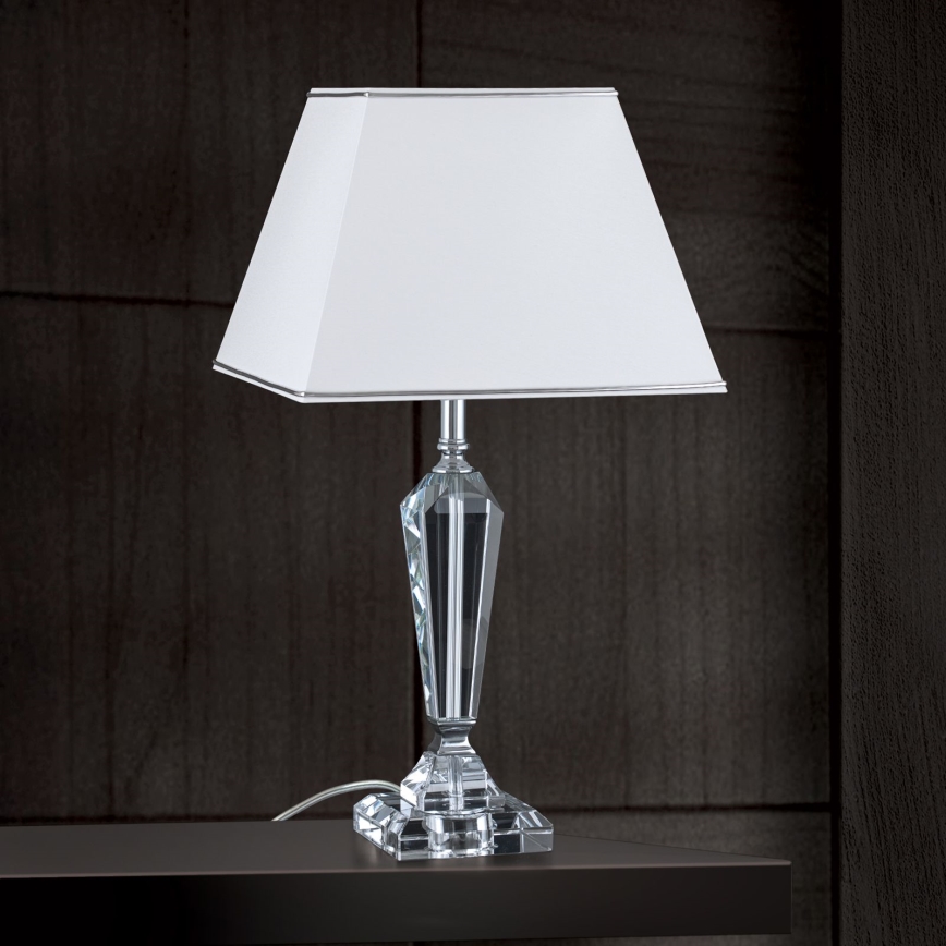 Bordslampa i kristall VERONIQUE 1xE27/60W/230V vit/krom
