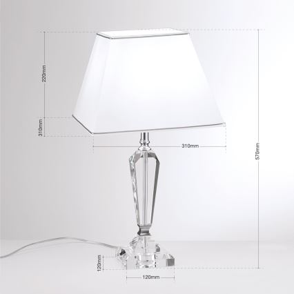 Bordslampa i kristall VERONIQUE 1xE27/60W/230V vit/krom