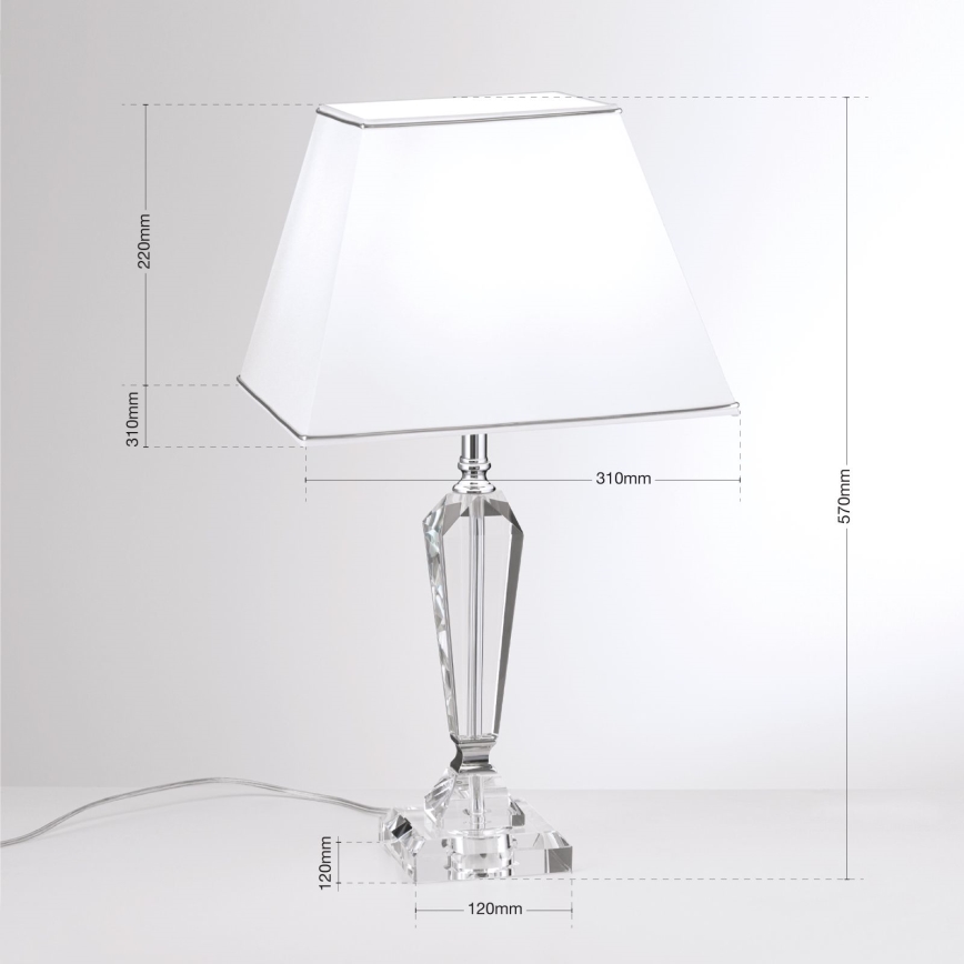 Bordslampa i kristall VERONIQUE 1xE27/60W/230V vit/krom