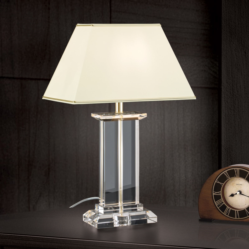 Bordslampa i kristall VERONIQUE 1xE27/60W/230V grädde/genomskinlig
