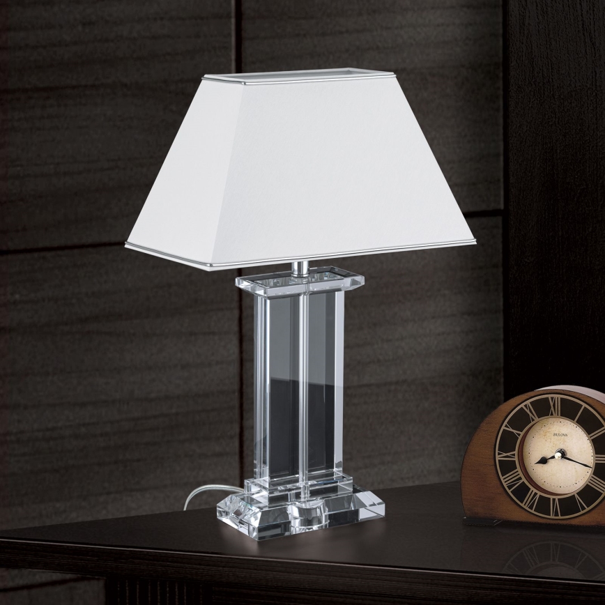 Bordslampa i kristall VERONIQUE 1xE27/60W/230V vit/genomskinlig
