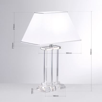 Bordslampa i kristall VERONIQUE 1xE27/60W/230V vit/genomskinlig