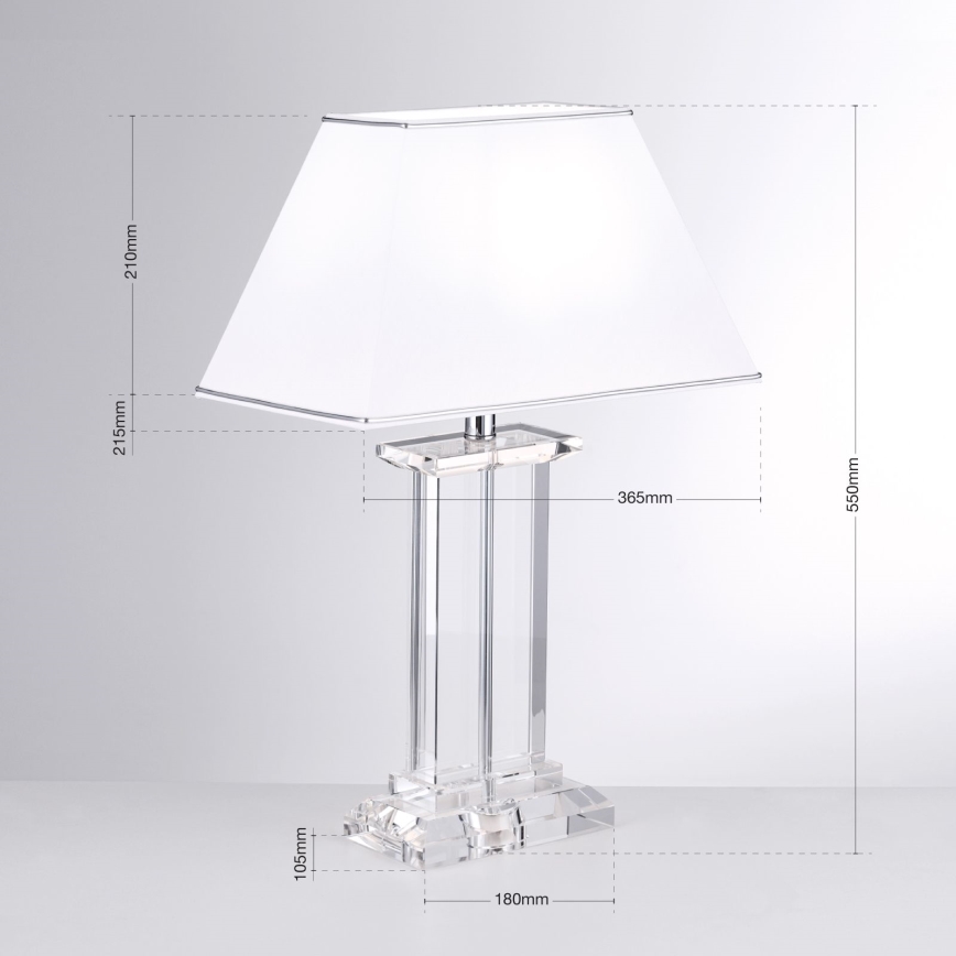 Bordslampa i kristall VERONIQUE 1xE27/60W/230V vit/genomskinlig