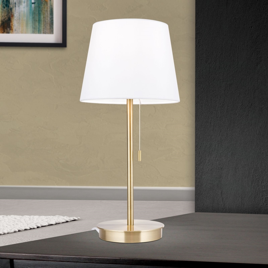 Bordslampa med USB-port LUDWIG 1xE27/40W/230V 50 cm vit/guld