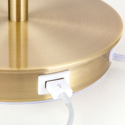 Bordslampa med USB-port LUDWIG 1xE27/40W/230V 50 cm vit/guld
