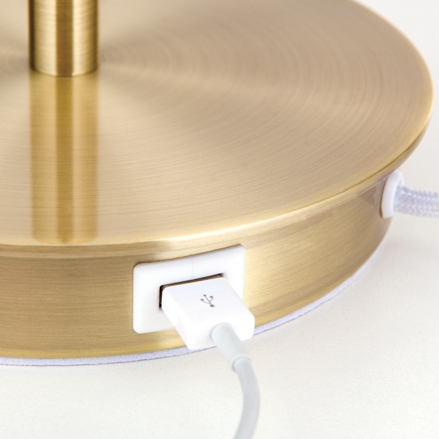 Bordslampa med USB-port LUDWIG 1xE27/40W/230V 50 cm vit/guld