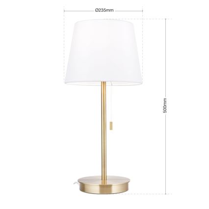 Bordslampa med USB-port LUDWIG 1xE27/40W/230V 50 cm vit/guld