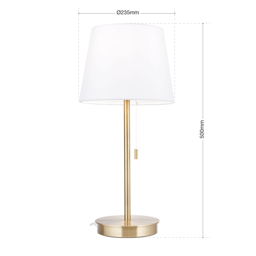 Bordslampa med USB-port LUDWIG 1xE27/40W/230V 50 cm vit/guld