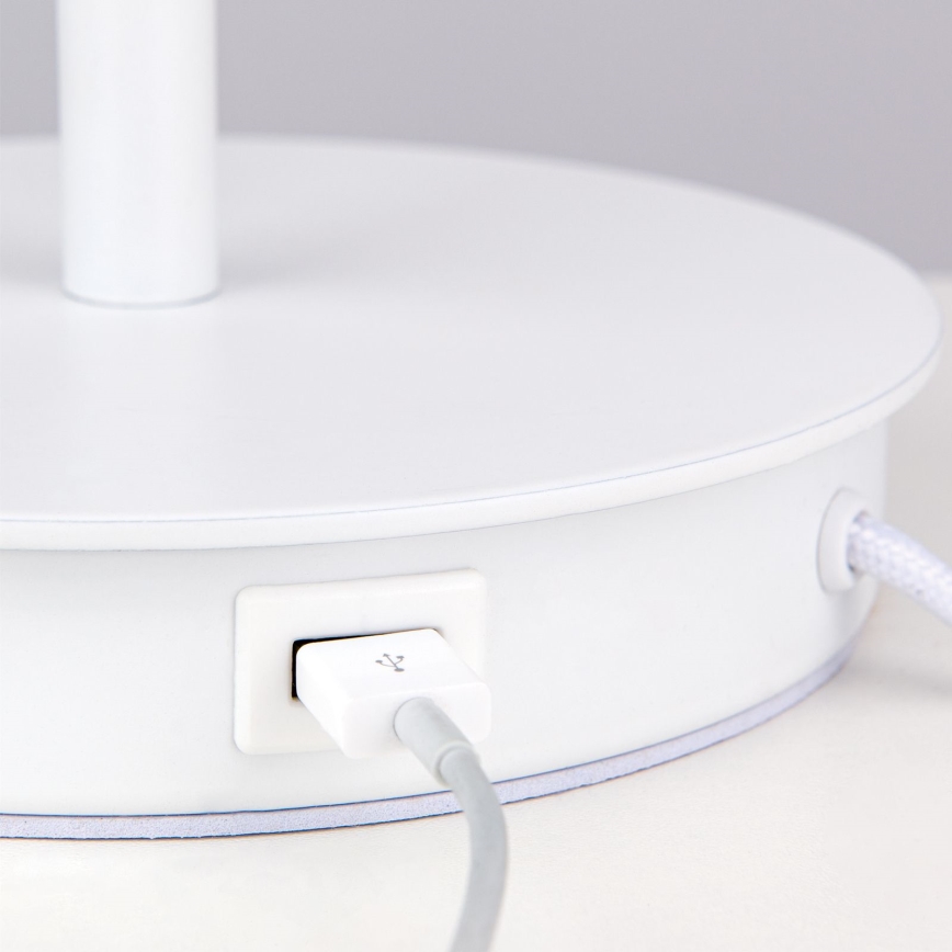 Bordslampa med USB-port LUDWIG 1xE27/40W/230V 50 cm vit