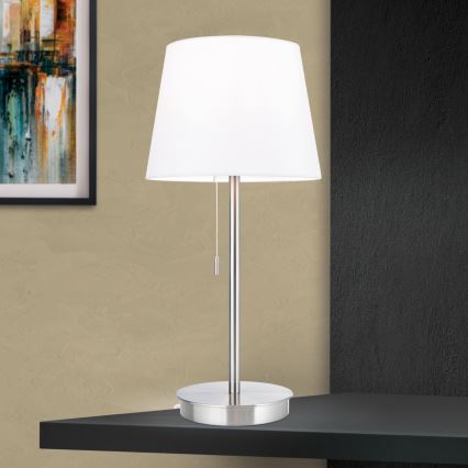 Bordslampa med USB-port LUDWIG 1xE27/40W/230V 50 cm vit/matt krom