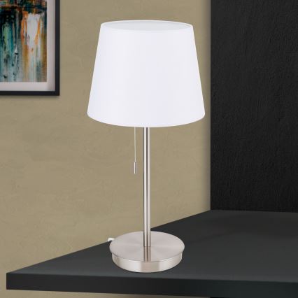 Bordslampa med USB-port LUDWIG 1xE27/40W/230V 50 cm vit/matt krom