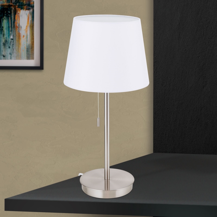 Bordslampa med USB-port LUDWIG 1xE27/40W/230V 50 cm vit/matt krom