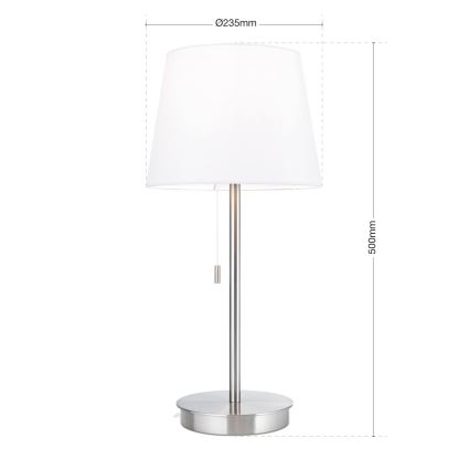 Bordslampa med USB-port LUDWIG 1xE27/40W/230V 50 cm vit/matt krom