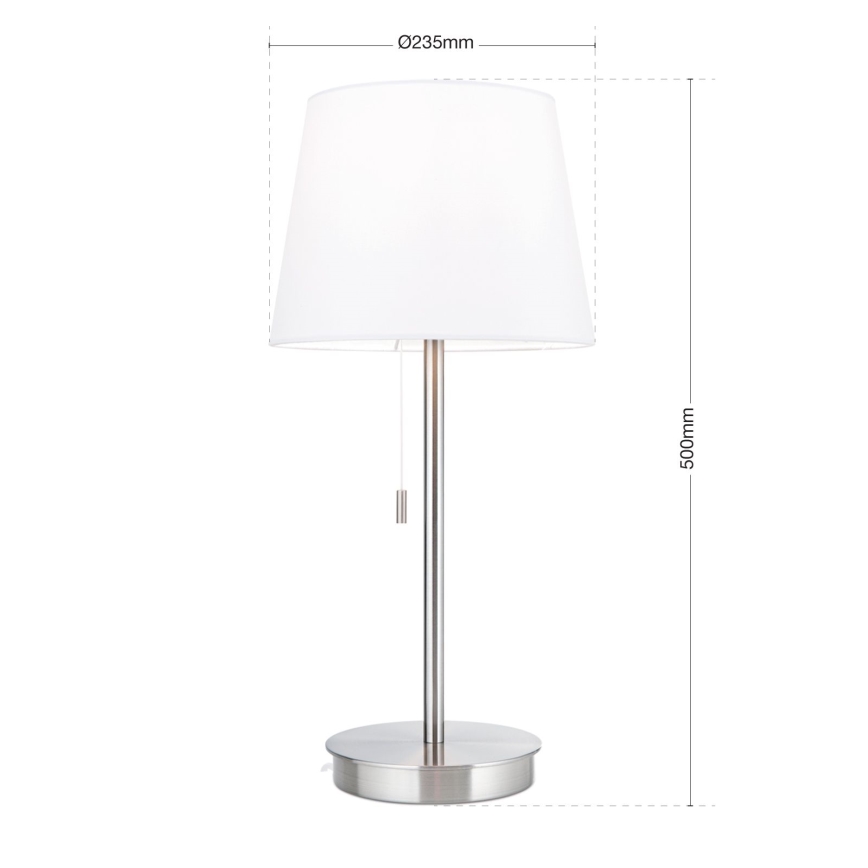 Bordslampa med USB-port LUDWIG 1xE27/40W/230V 50 cm vit/matt krom