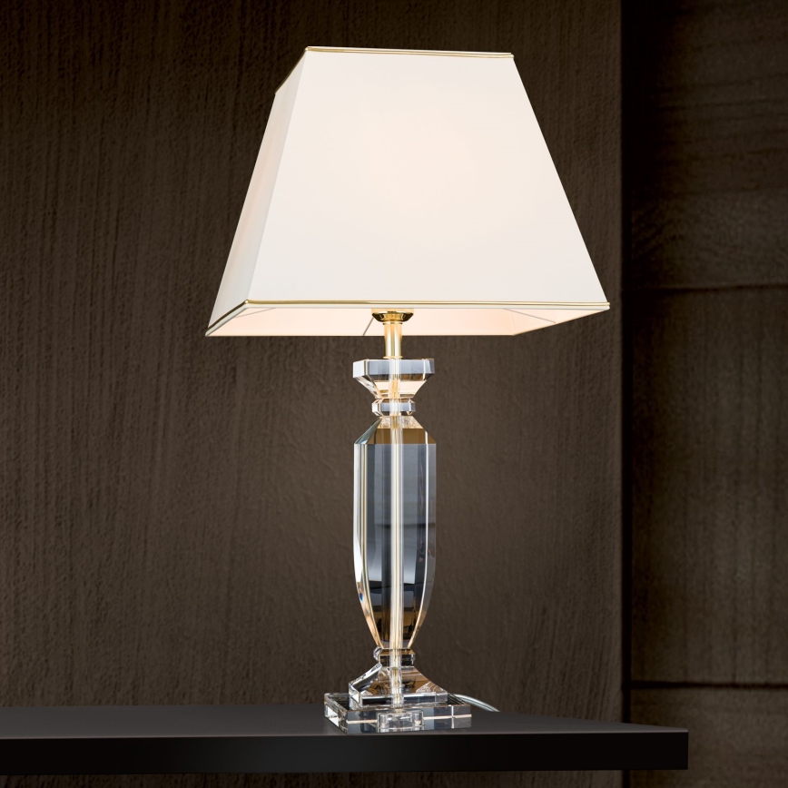 Bordslampa i kristall POKAL 1xE27/60W/230V grädde/genomskinlig