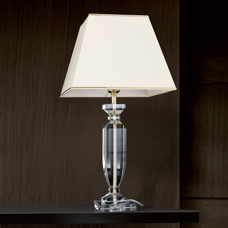 Bordslampa i kristall POKAL 1xE27/60W/230V grädde/genomskinlig