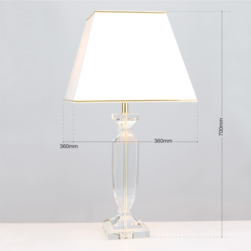 Bordslampa i kristall POKAL 1xE27/60W/230V grädde/genomskinlig