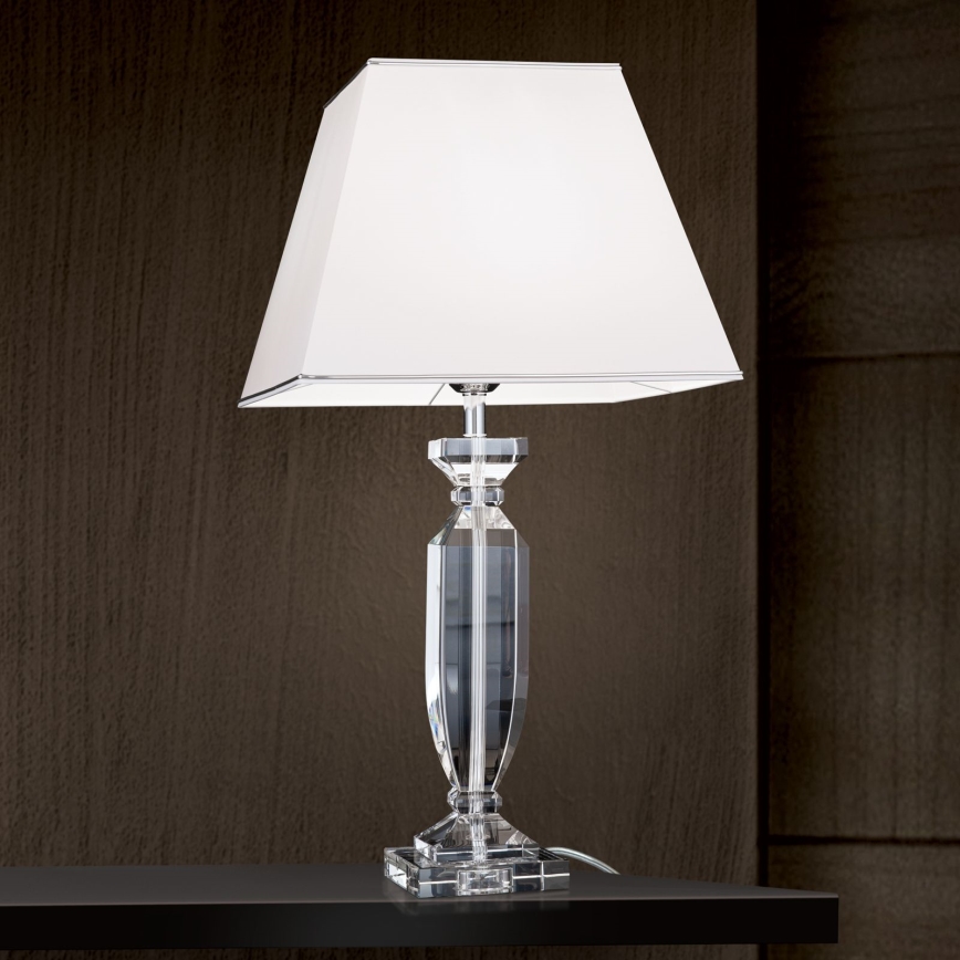 Bordslampa i kristall POKAL 1xE27/60W/230V vit/genomskinlig