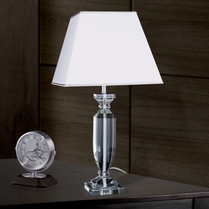 Bordslampa i kristall POKAL 1xE27/60W/230V vit/genomskinlig