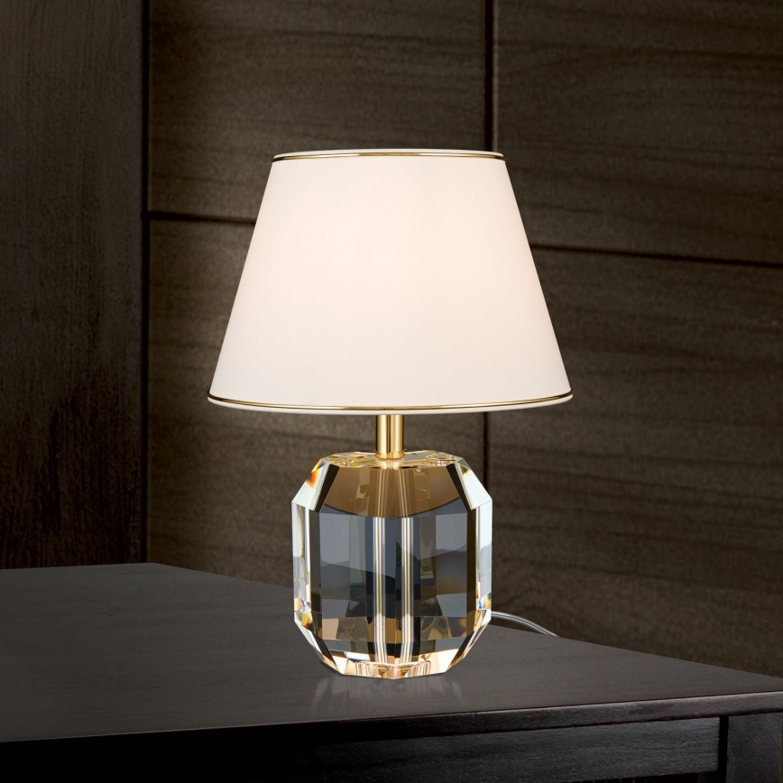 Bordslampa ALEXIS 1xE27/60W/230V grädde/guld/genomskinlig