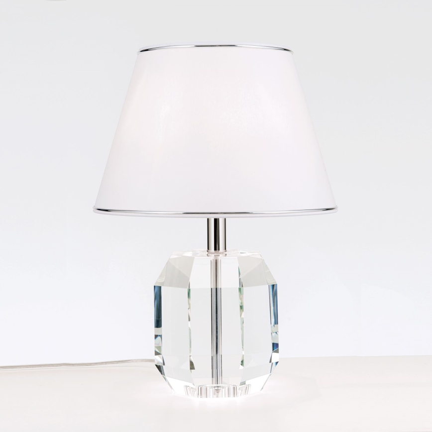 Bordslampa ALEXIS 1xE27/60W/230V vit/skinande krom/genomskinlig