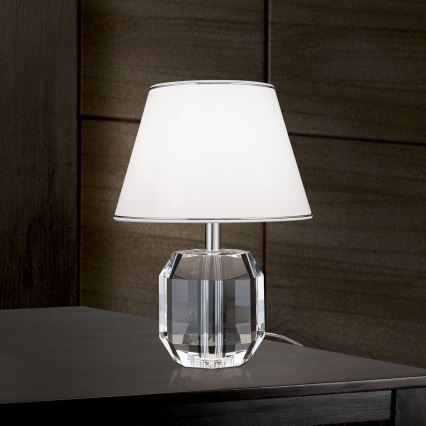 Bordslampa ALEXIS 1xE27/60W/230V vit/skinande krom/genomskinlig