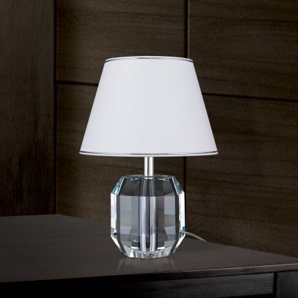 Bordslampa ALEXIS 1xE27/60W/230V vit/skinande krom/genomskinlig
