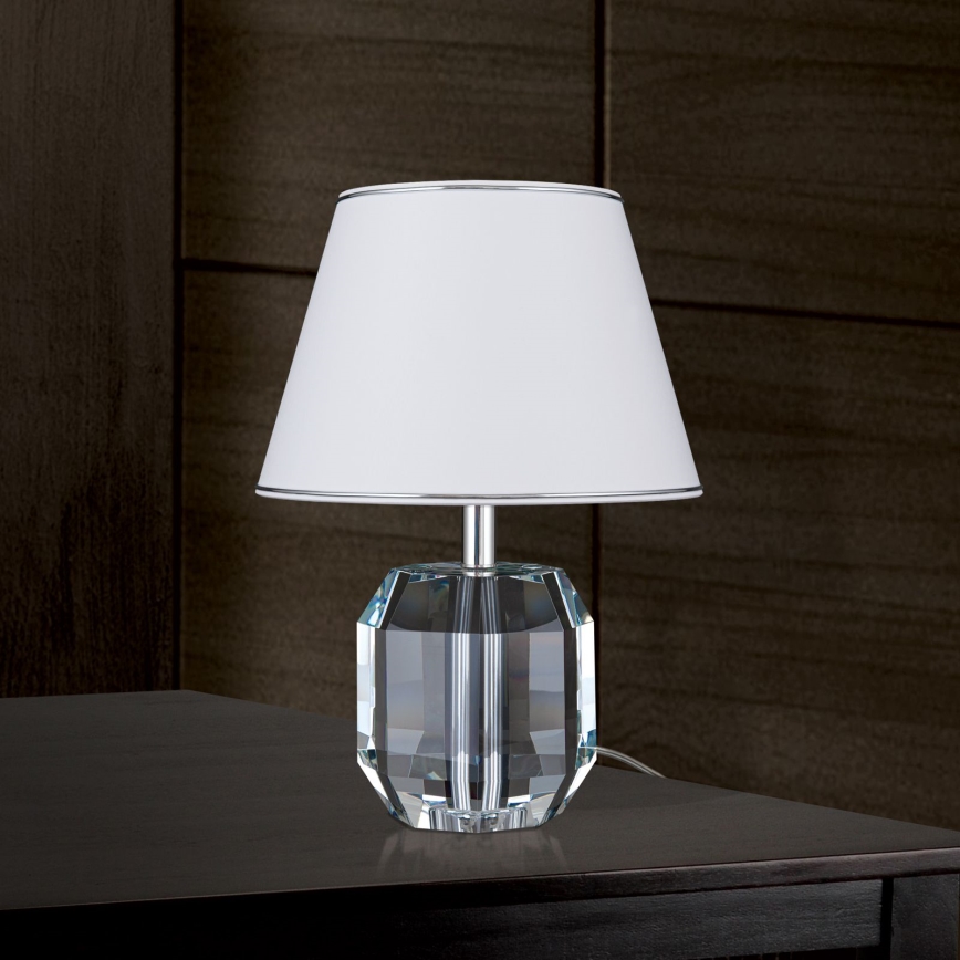 Bordslampa ALEXIS 1xE27/60W/230V vit/skinande krom/genomskinlig