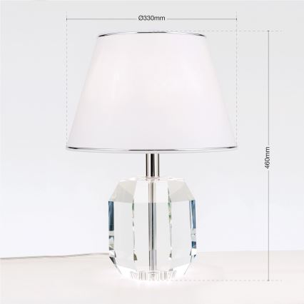 Bordslampa ALEXIS 1xE27/60W/230V vit/skinande krom/genomskinlig