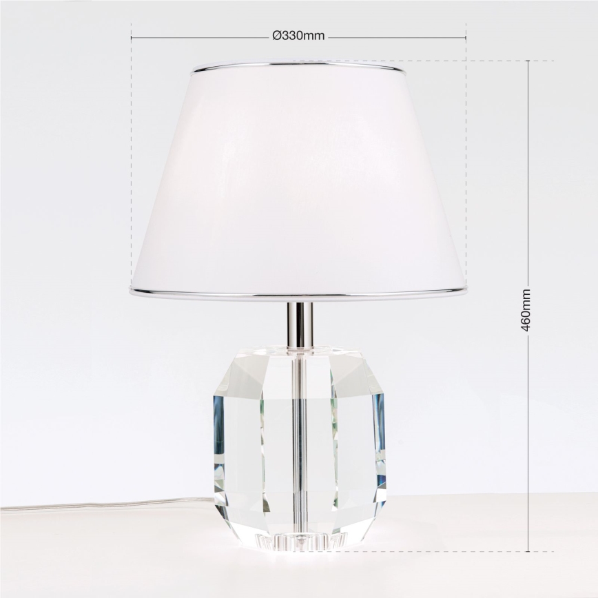 Bordslampa ALEXIS 1xE27/60W/230V vit/skinande krom/genomskinlig
