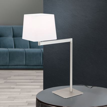 Bordslampa CARLTON 1xE27/40W/230V vit/matt krom
