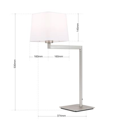 Bordslampa CARLTON 1xE27/40W/230V vit/matt krom