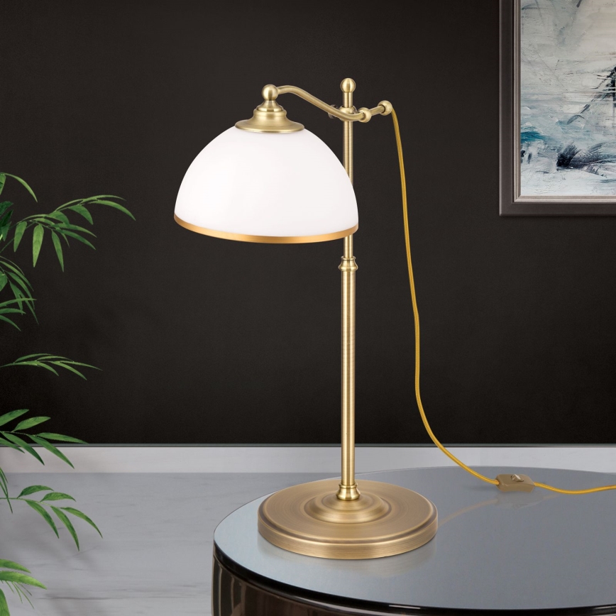 Bordslampa OLD LAMP 1xE27/40W/230V 65 cm vit/mässing