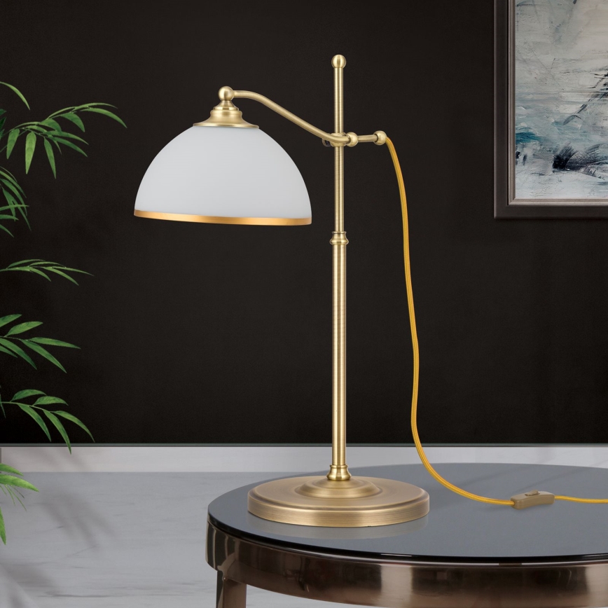 Bordslampa OLD LAMP 1xE27/40W/230V 65 cm vit/mässing
