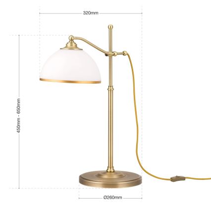 Bordslampa OLD LAMP 1xE27/40W/230V 65 cm vit/mässing