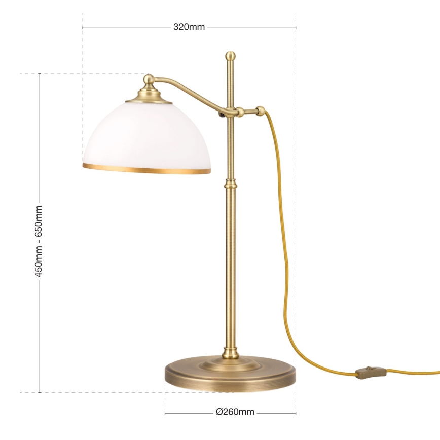 Bordslampa OLD LAMP 1xE27/40W/230V 65 cm vit/mässing