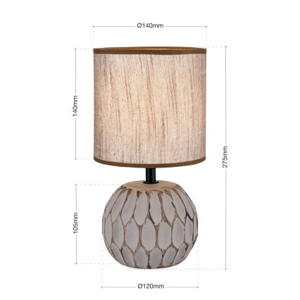 Bordslampa PINIA 1xE14/25W/230V keramik beige/grå