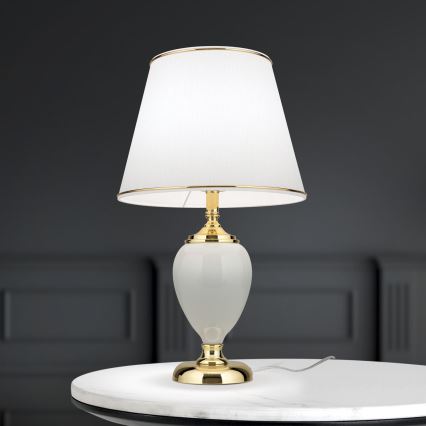 Bordslampa OVUM 1xE27/40W/230V 48 cm keramik vit/guld