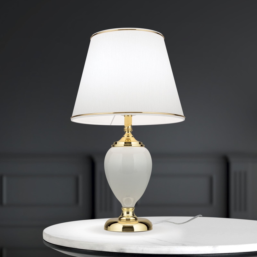 Bordslampa OVUM 1xE27/40W/230V 48 cm keramik vit/guld