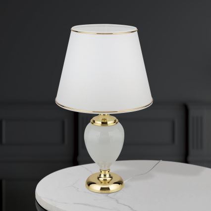 Bordslampa OVUM 1xE27/40W/230V 48 cm keramik vit/guld